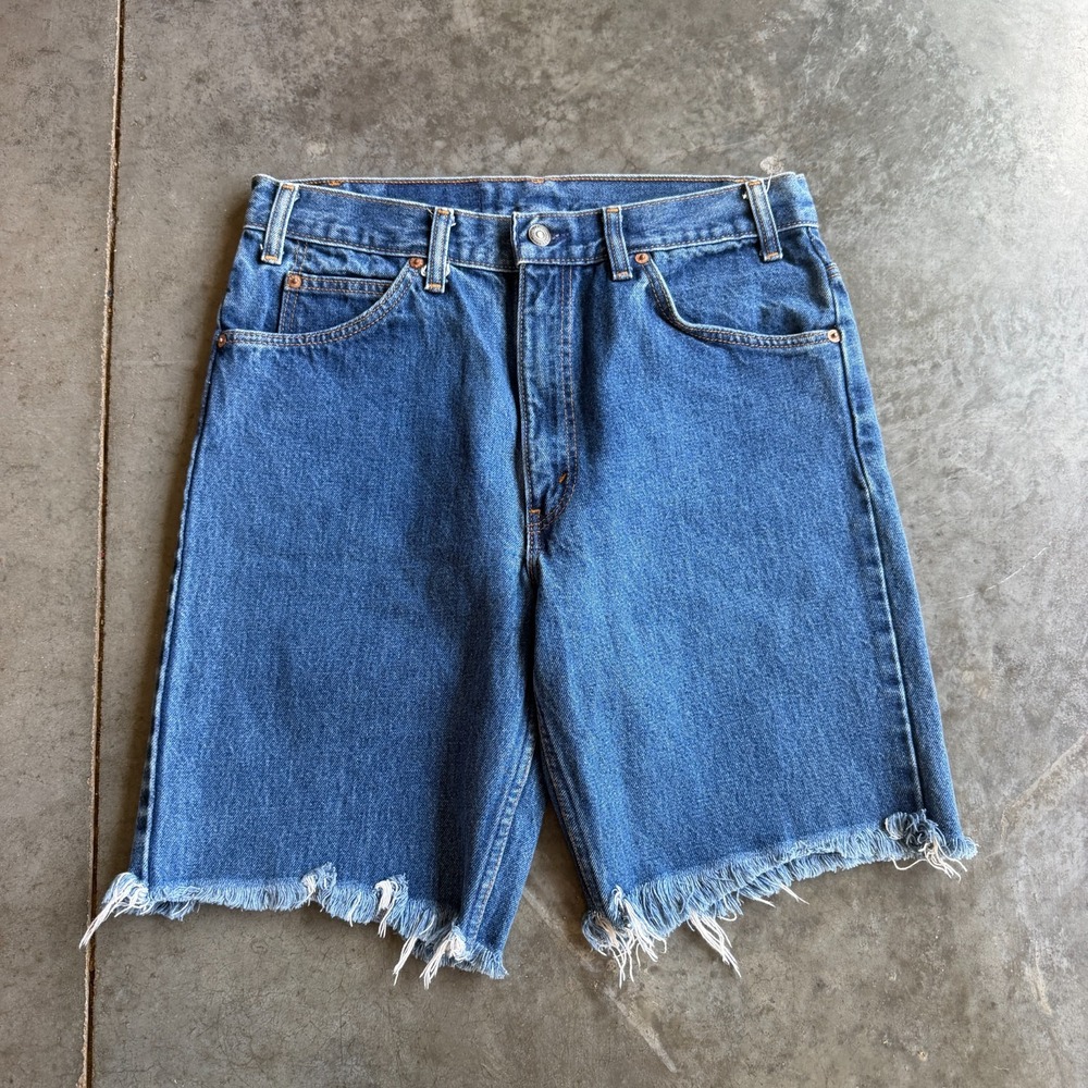 Vintage Levi's 505 Orange Tab Denim Shorts Mens 31 Dark Wash Made in USA 90s